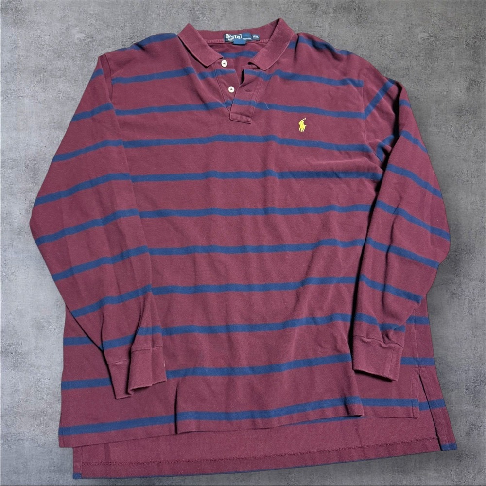 Polo Ralph Lauren Rugby Shirt Mens Xxl Striped Blue Pony Preppy